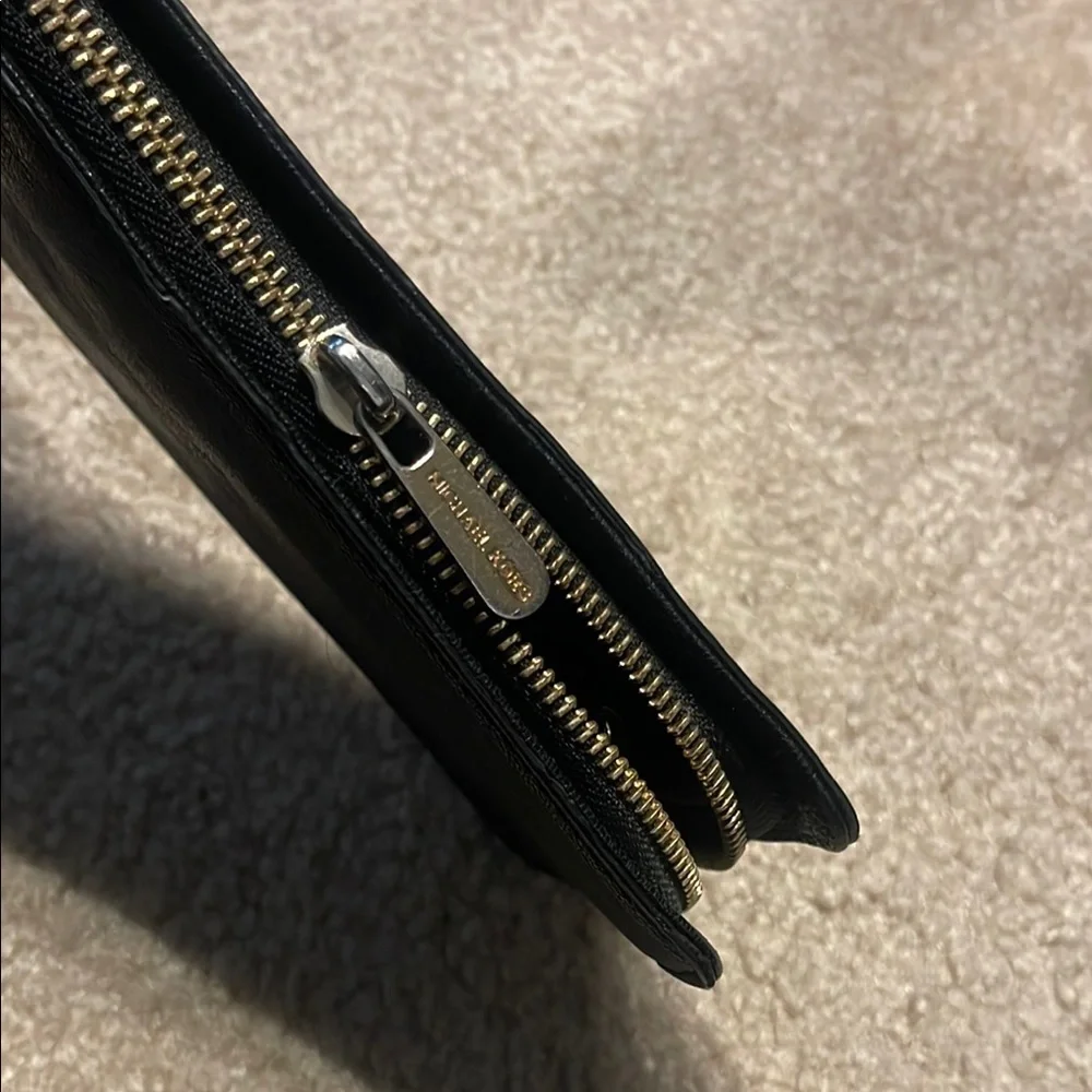Michael Kors Black Leather Zip-Around Wallet
